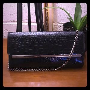 Black Snakeskin Clutch